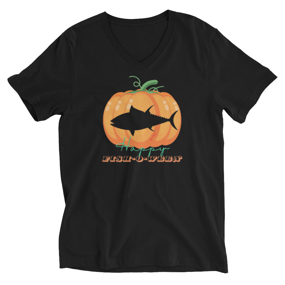 Deep Sea Society Fish-O-Ween / Jack-O-Lanter uni-sex V-Neck T-Shirt