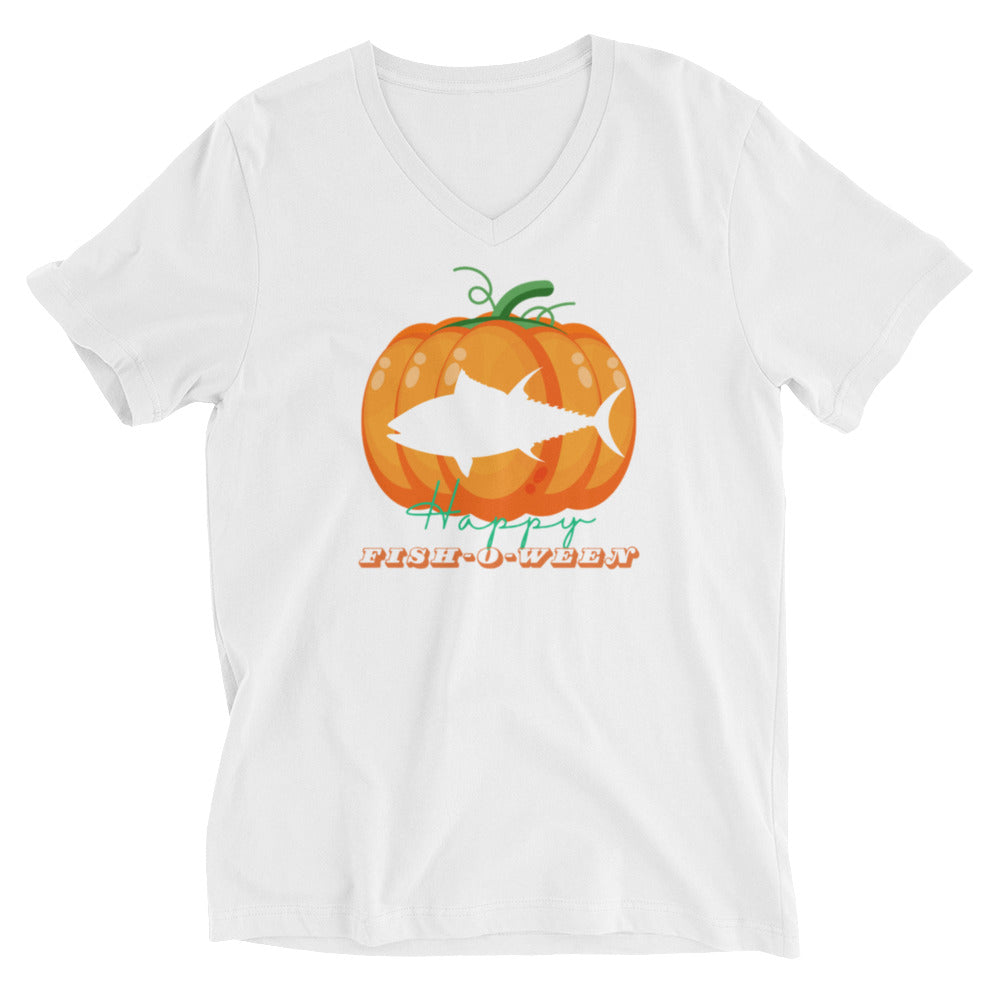 Deep Sea Society Fish-O-Ween / Jack-O-Lanter uni-sex V-Neck T-Shirt